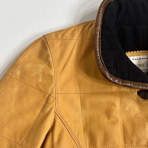 Vtg Lone Pine American Made Leather Jacket XS Tan Brown Trim Wool Cashmere Lined - Picture 15 of 16